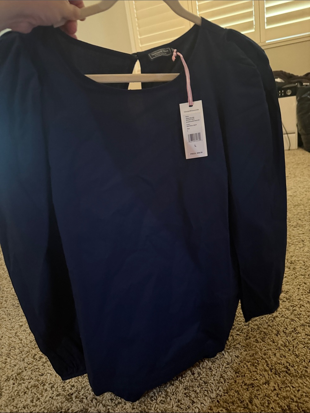 Vineyard Vines Navy Blue Long Sleeve Blouse